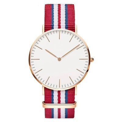 Striped Color Nylon Strap Quartz Watch