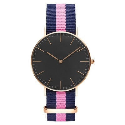 Striped Color Nylon Strap Quartz Watch
