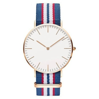 Striped Color Nylon Strap Quartz Watch