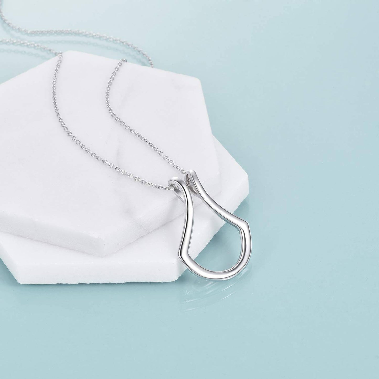 Elegant Sterling Silver Ring Keeper Pendant Necklace