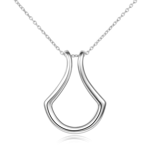 Elegant Sterling Silver Ring Keeper Pendant Necklace