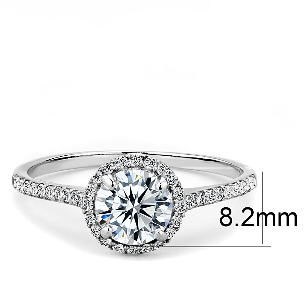 High-Polished Stainless Steel Ring with Clear Zirconia Stone