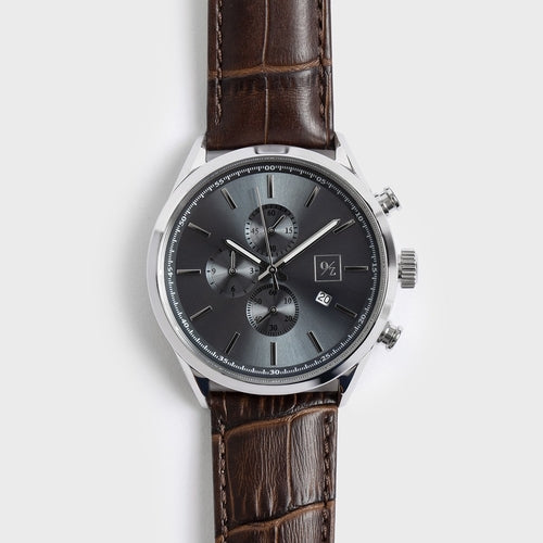Men's Luxury Chronograph Watch with Leather Strap