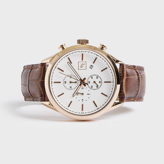 Men's Luxury Chronograph Watch with Leather Strap