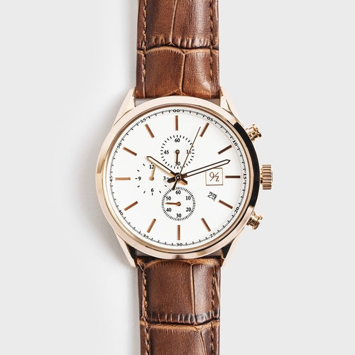 Men's Luxury Chronograph Watch with Leather Strap