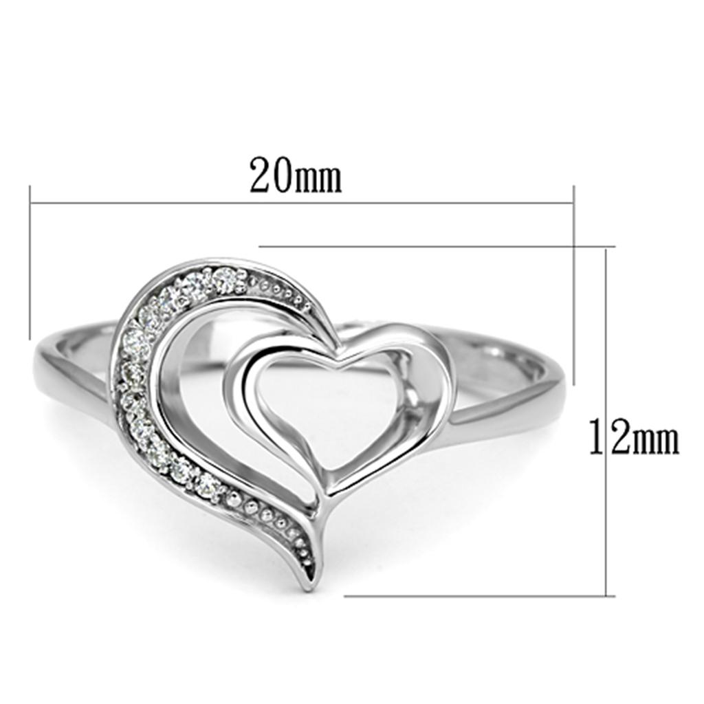 Rhodium-Plated Sterling Silver Ring with Clear Cubic Zirconia