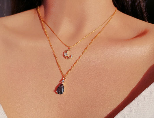 Celestial Glow Double Pendant Necklace