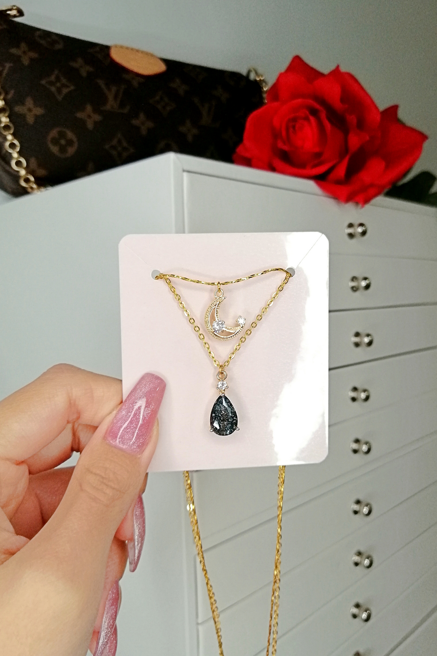 Celestial Glow Double Pendant Necklace