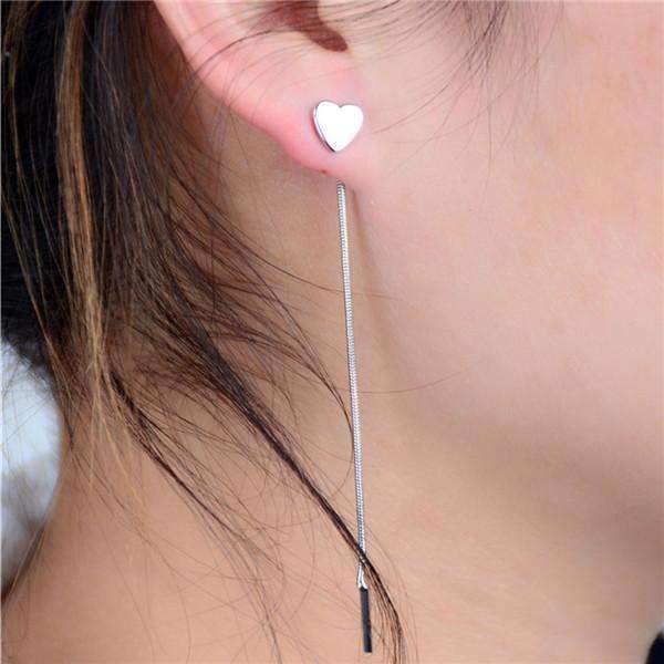 Heart Drop Earrings - 3.15" Long