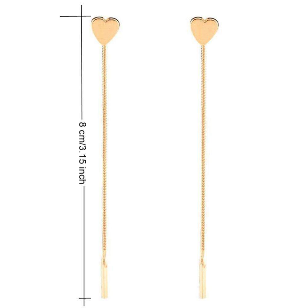 Heart Drop Earrings - 3.15" Long