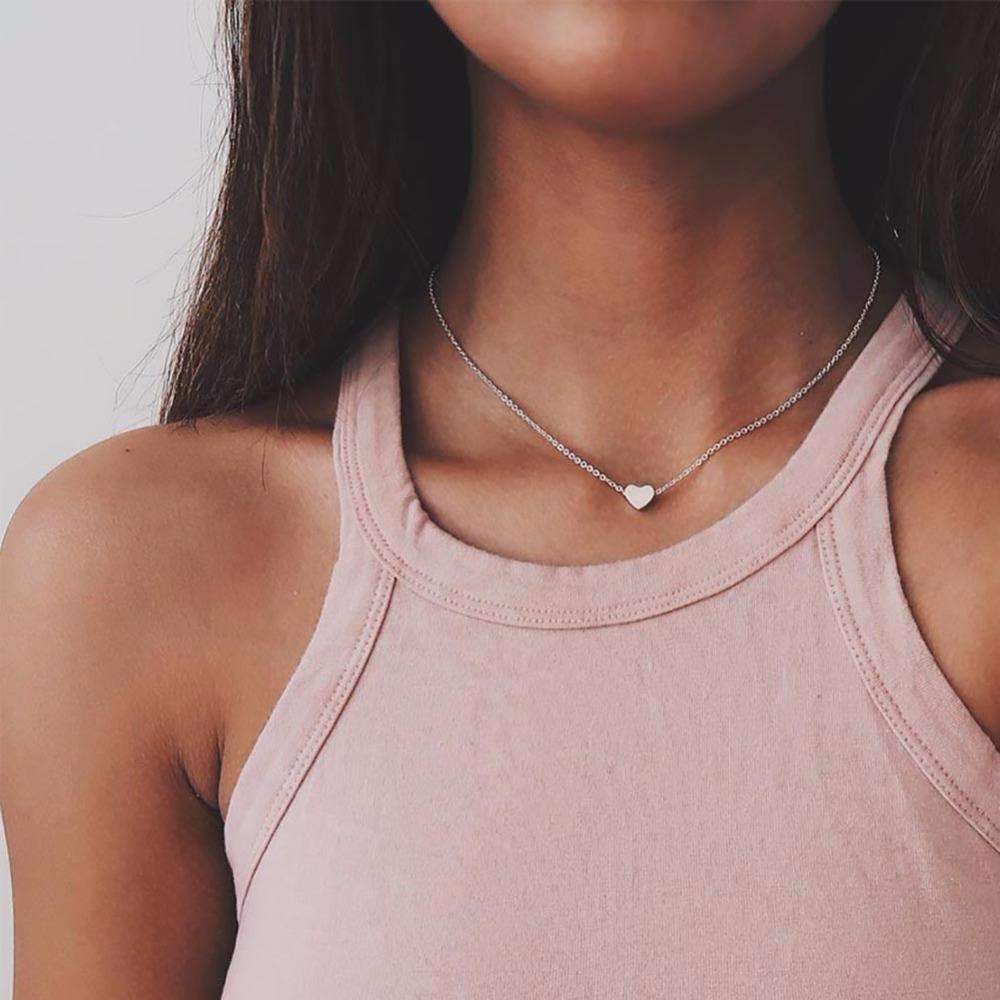 Dainty Heart Pendant Chain Necklace