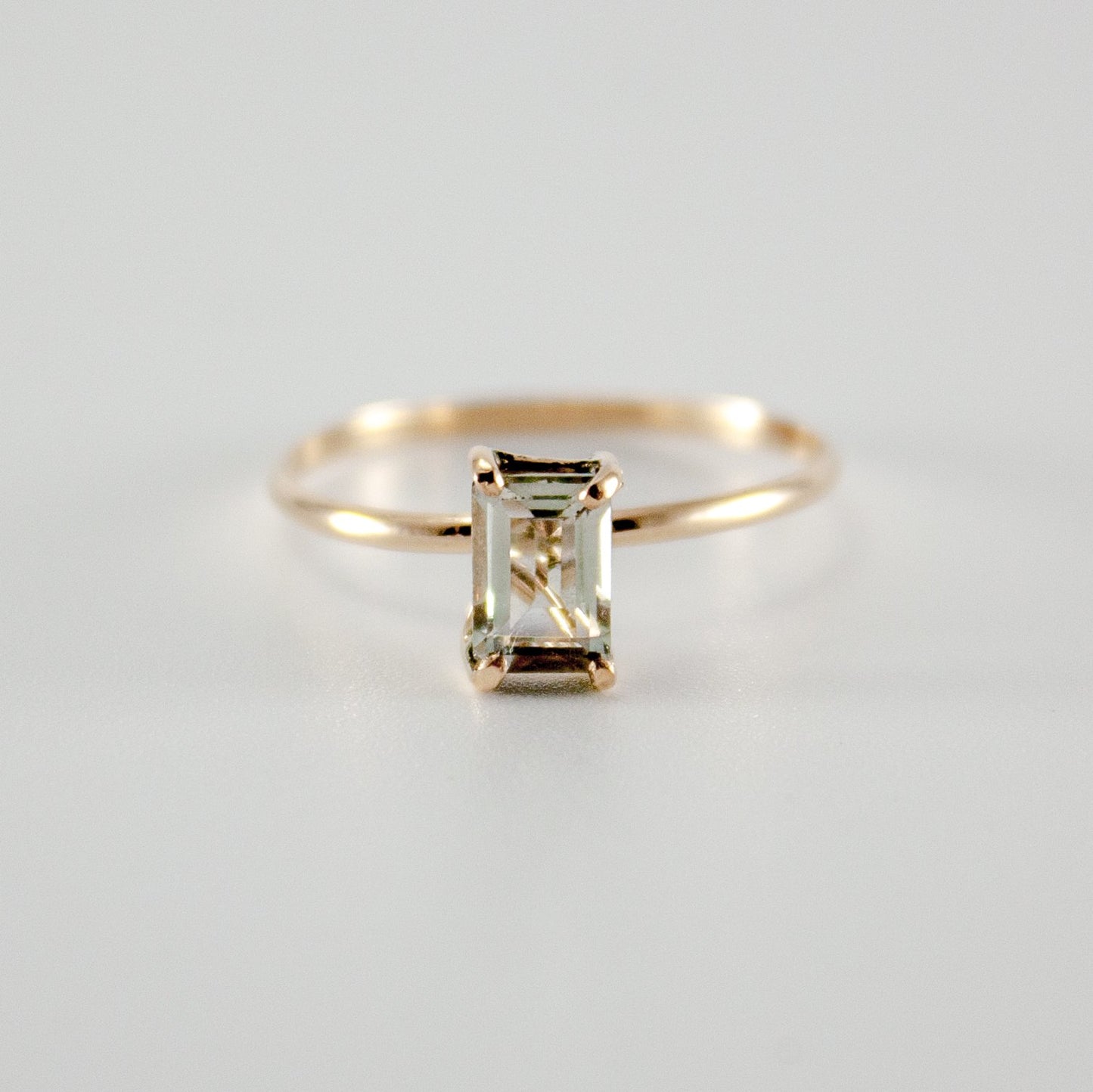 14K Gold-Filled Solitaire Ring with Green Amethyst