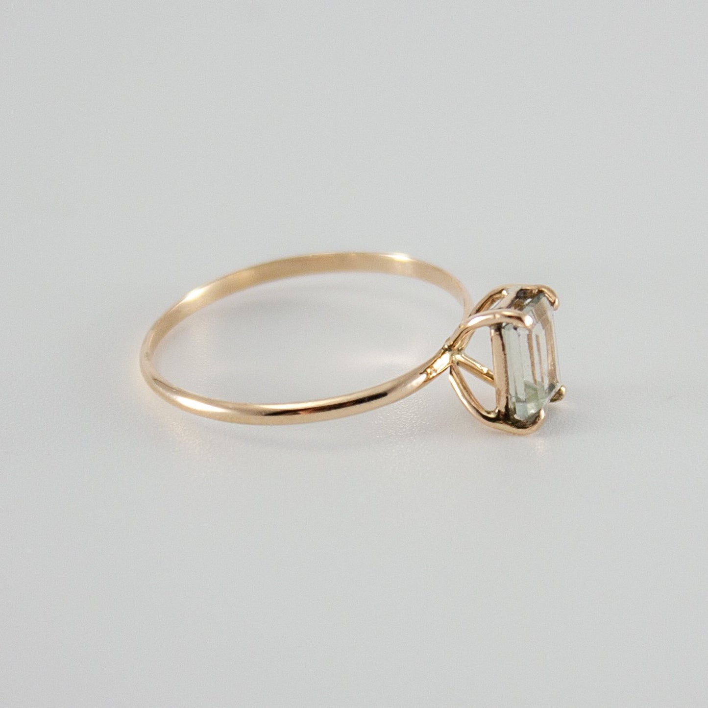 14K Gold-Filled Solitaire Ring with Green Amethyst