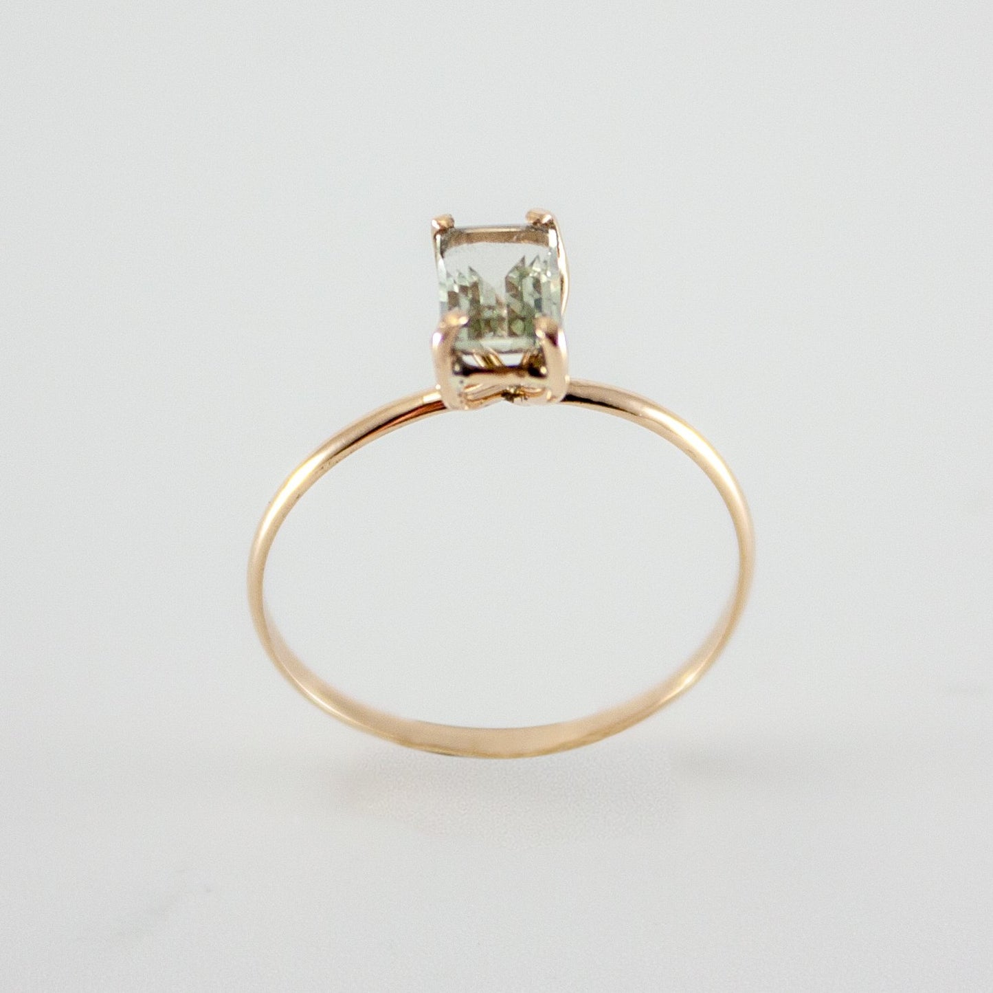 14K Gold-Filled Solitaire Ring with Green Amethyst