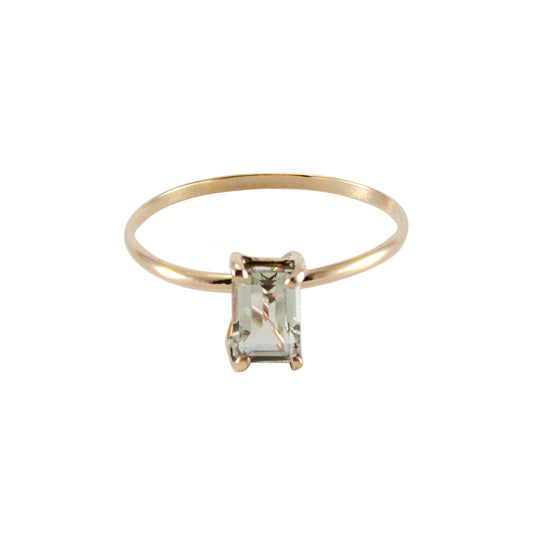 14K Gold-Filled Solitaire Ring with Green Amethyst