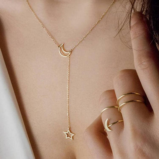 Moon and Star Adjustable Necklace