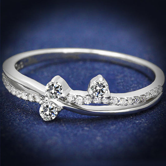 Rhodium-Plated Sterling Silver Ring with AAA Cubic Zirconia